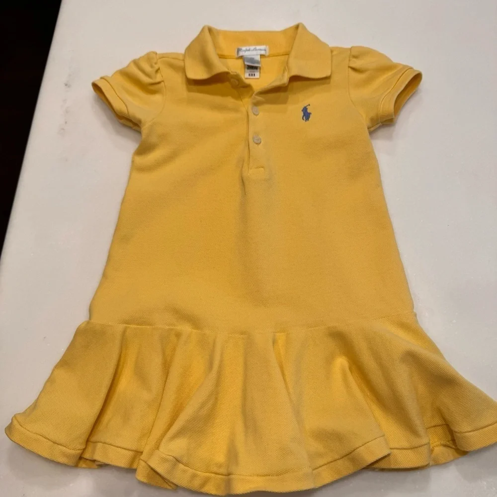 Ralph Lauren Toddler Girls 12 Months Short Sleeve Polo Dress - Yellow